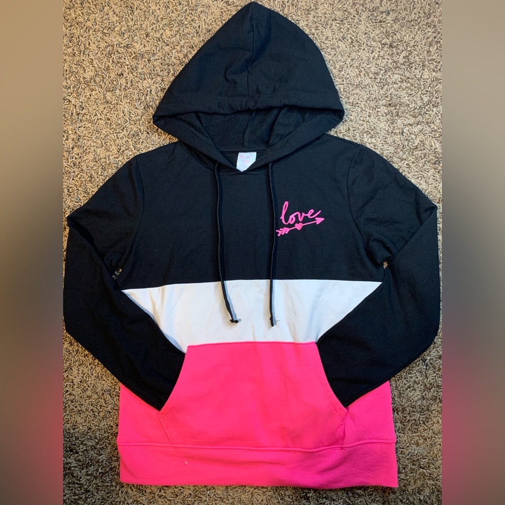 XS Black, White, and Pink hoodie